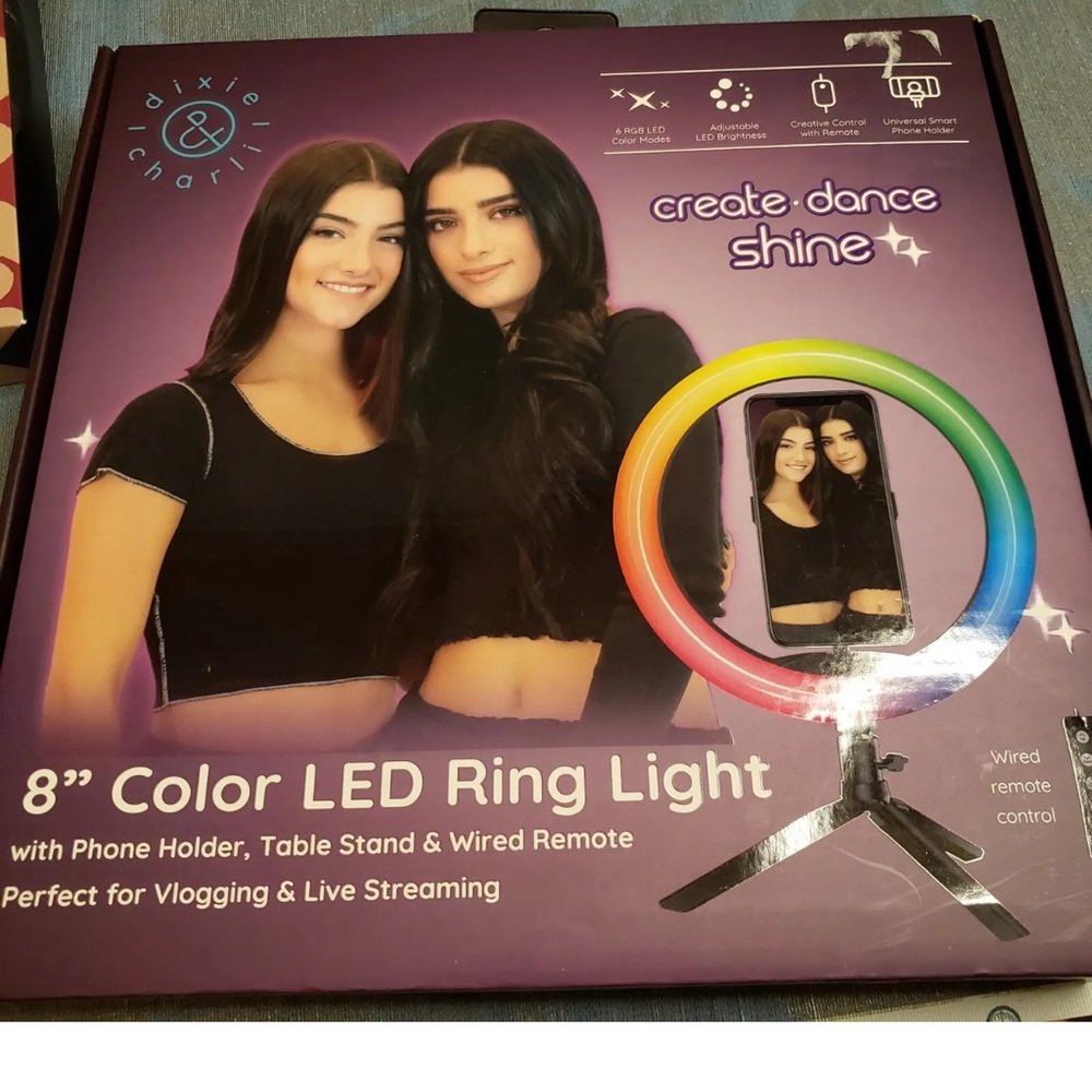 Dixie & Charlie 8” COLOR LED RING LIGHT